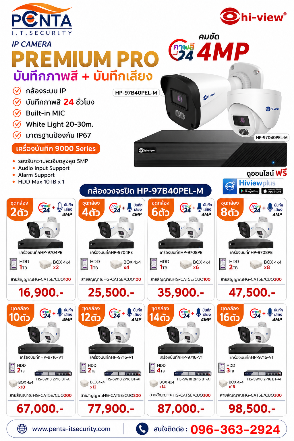 IP CAMERA PREMIUM PRO บันทึกภาพสี + บันทึกเสียง